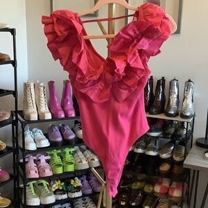 Zara Fuchsia Ruffled Kids Bodysuit